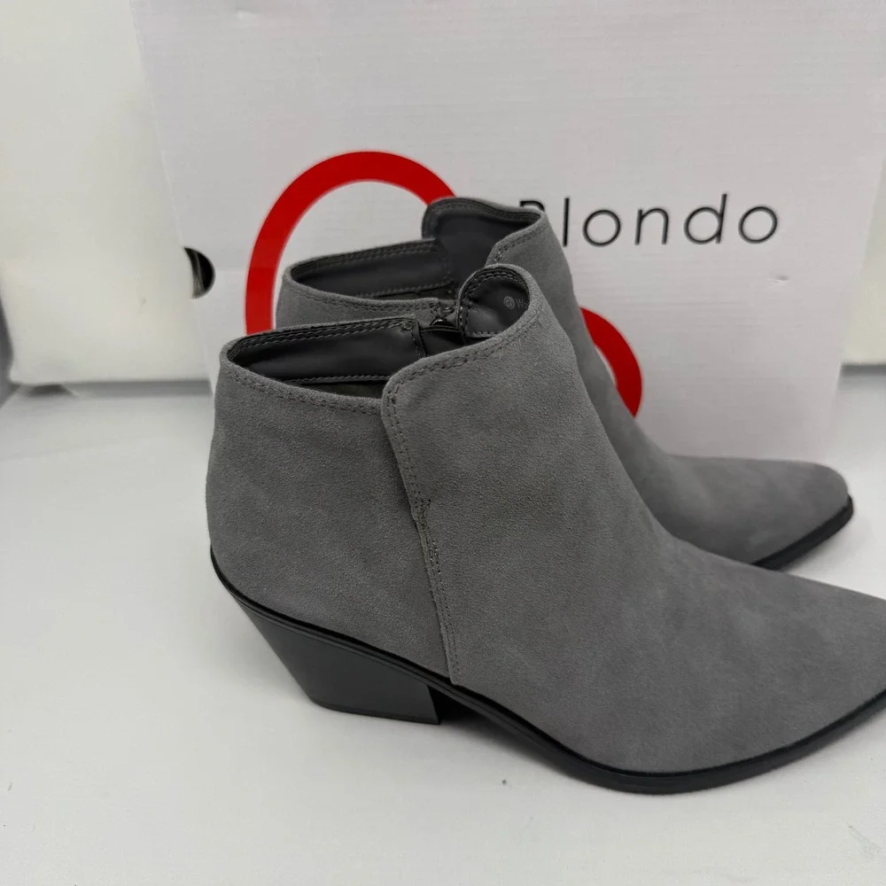 Blondo Noel Grey Suede Waterproof Ankle Boots Womens 8.5 M NOEL01SD 615